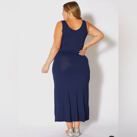 Chic Navy Sleeveless Maxi Dress - Picture 3 of 4